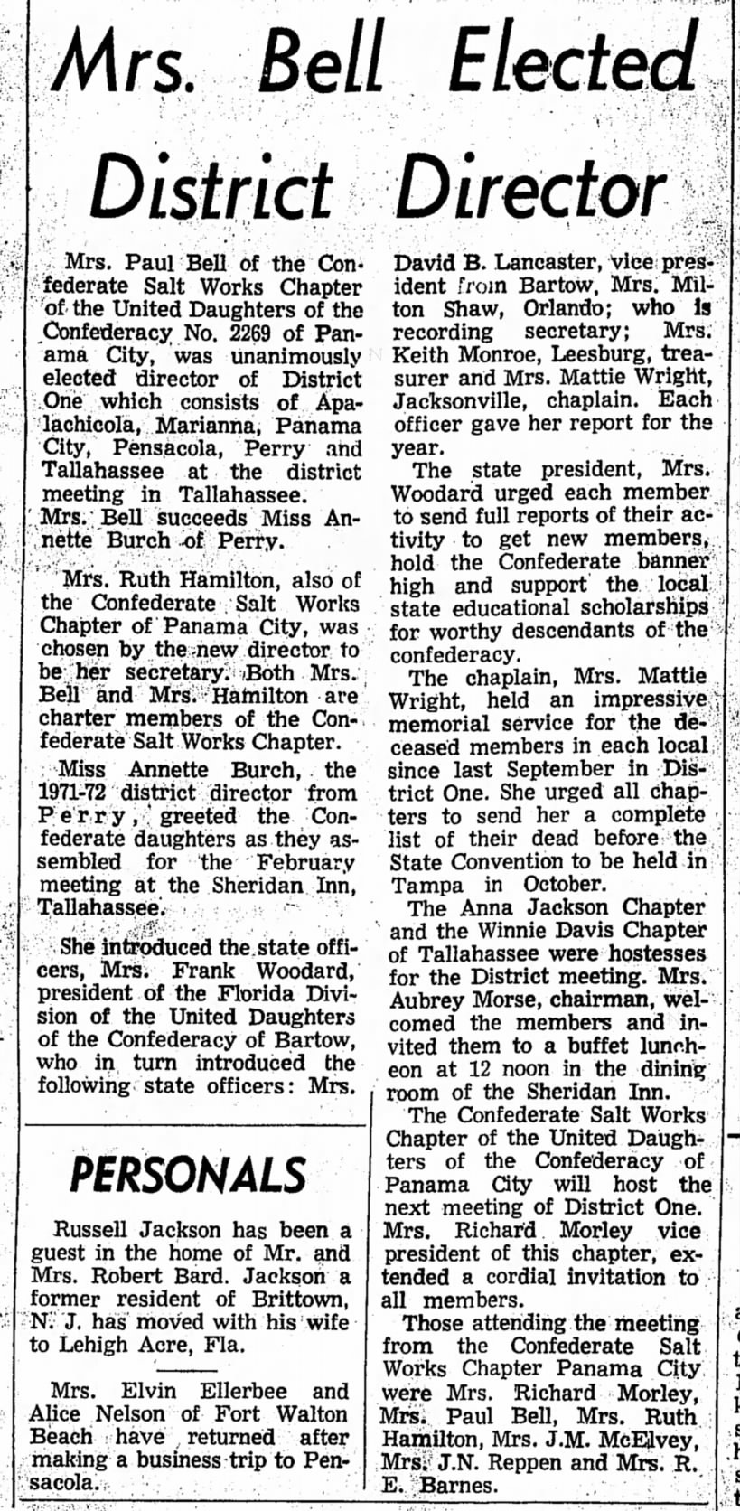 Annette Burch Panama City News-Herald March 2, 1972