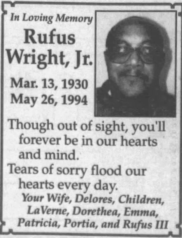 In memoriam of Rufus Hayes Wright III