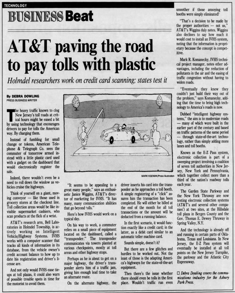 Early story about electronic tolling
