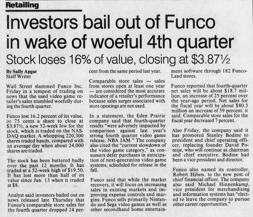 Funco 1995 stock