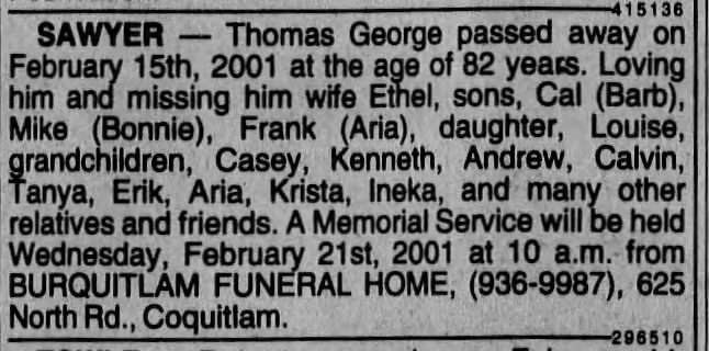 thomas george sawyer obituary