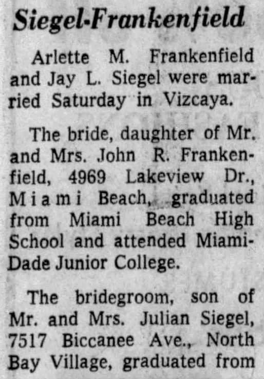 Siegel-Frankenfield - Miami Herald Archive