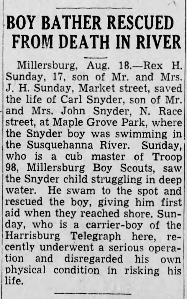 Boy Bather Rescued by Mbg Boy Scout. 8.18.1938
