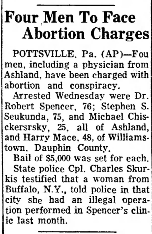 Four men charges with abortion. 1966