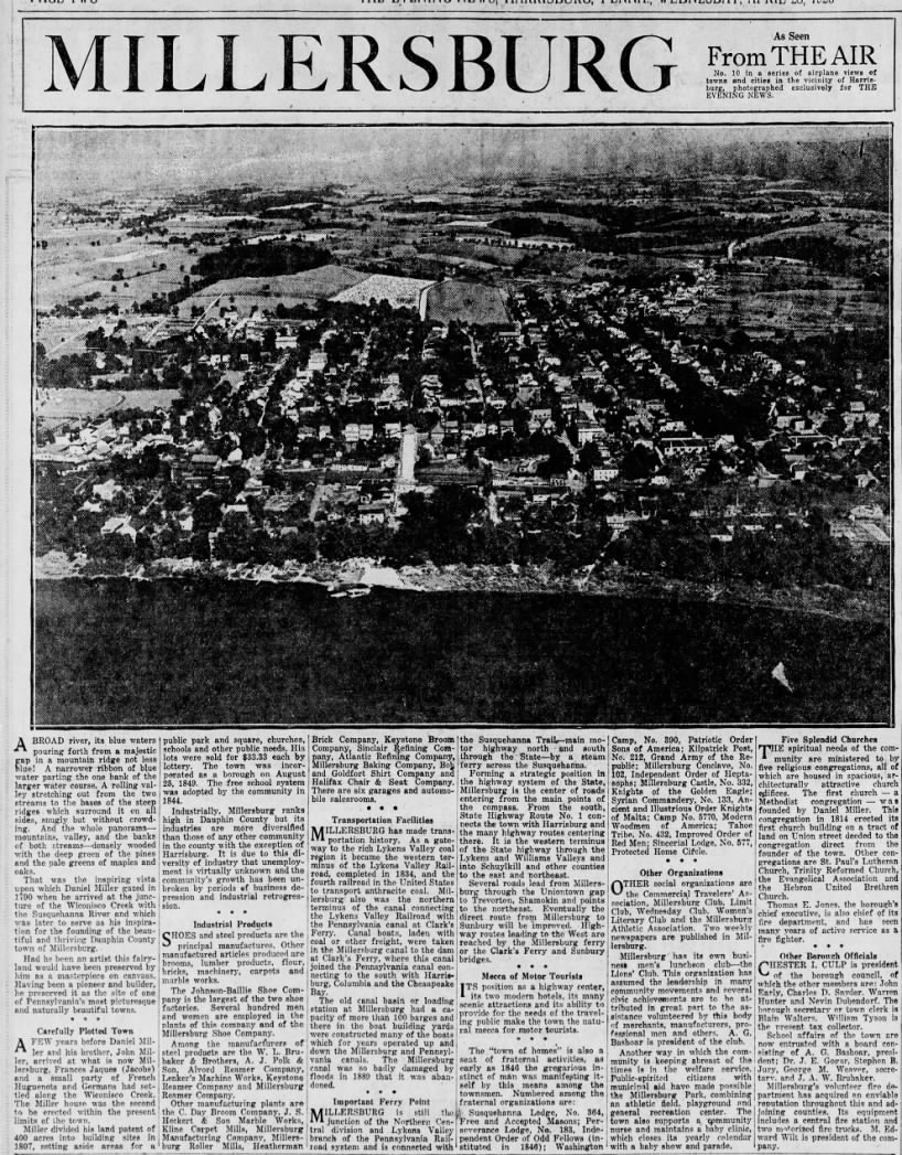 Millersburg from the air. 1926