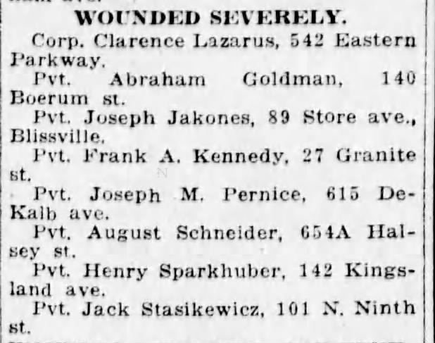 Joseph Pernice wounded severly 11051918