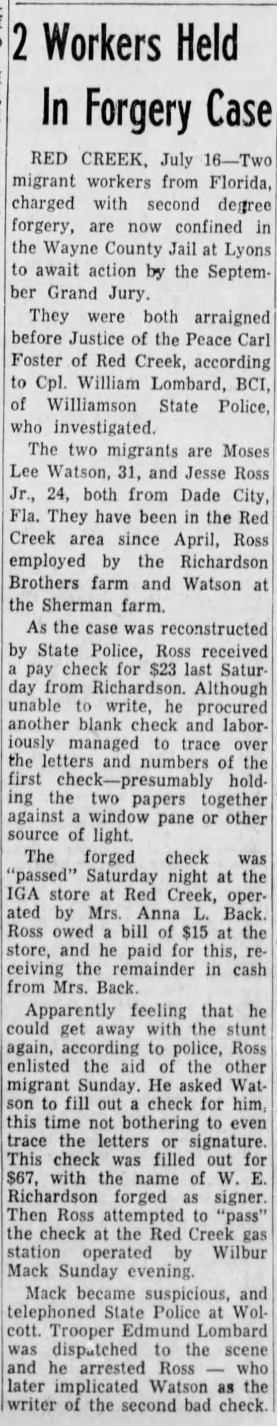 Mack, Wilbur 1957-07-17 Forgery Case