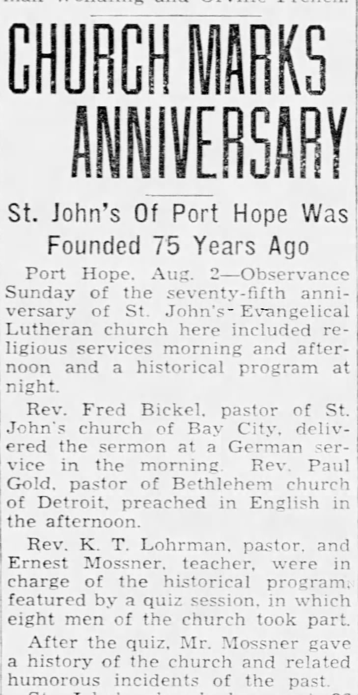 2 August 1943-St John Church 75th Anniversary Page 1.