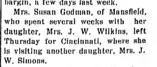 Susan Thornhill visiting family in Cincinnati 1909.