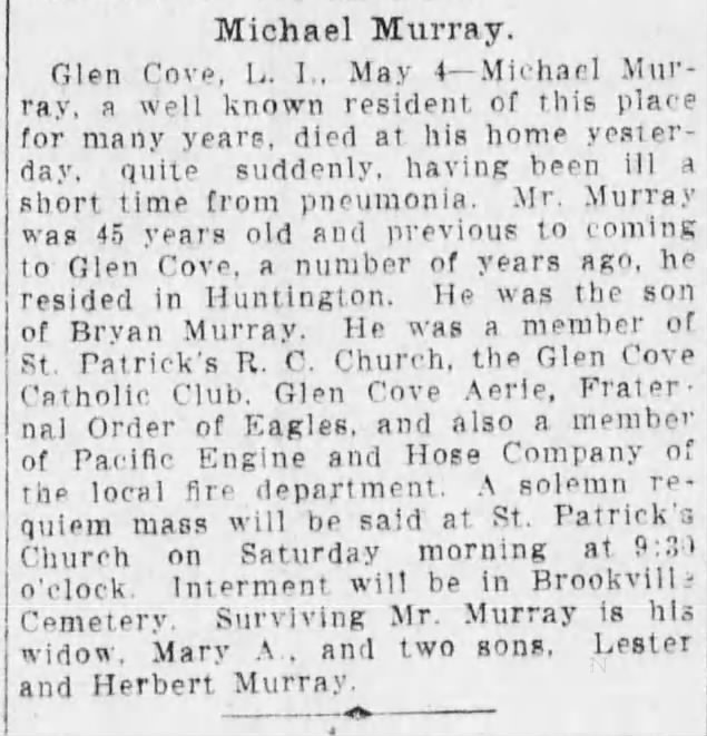 Michael Murray, obituary
Son of Bernard "Bryan" Murray