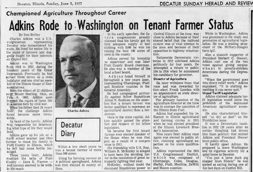 Adkins Rode to Washington on Tenant Farmer Status