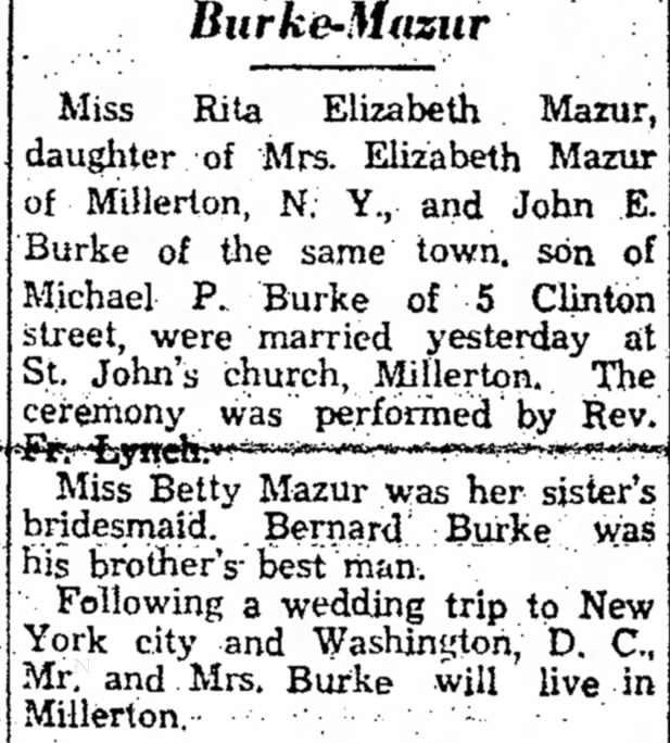 John E Burke Marries