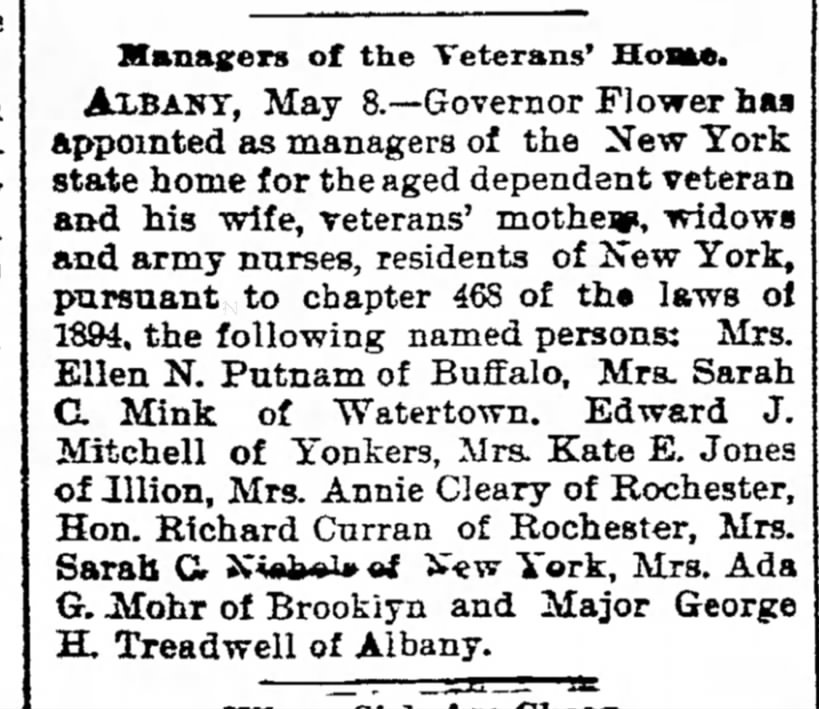 Major George Hooker Treadwell Manager of Veteran Home