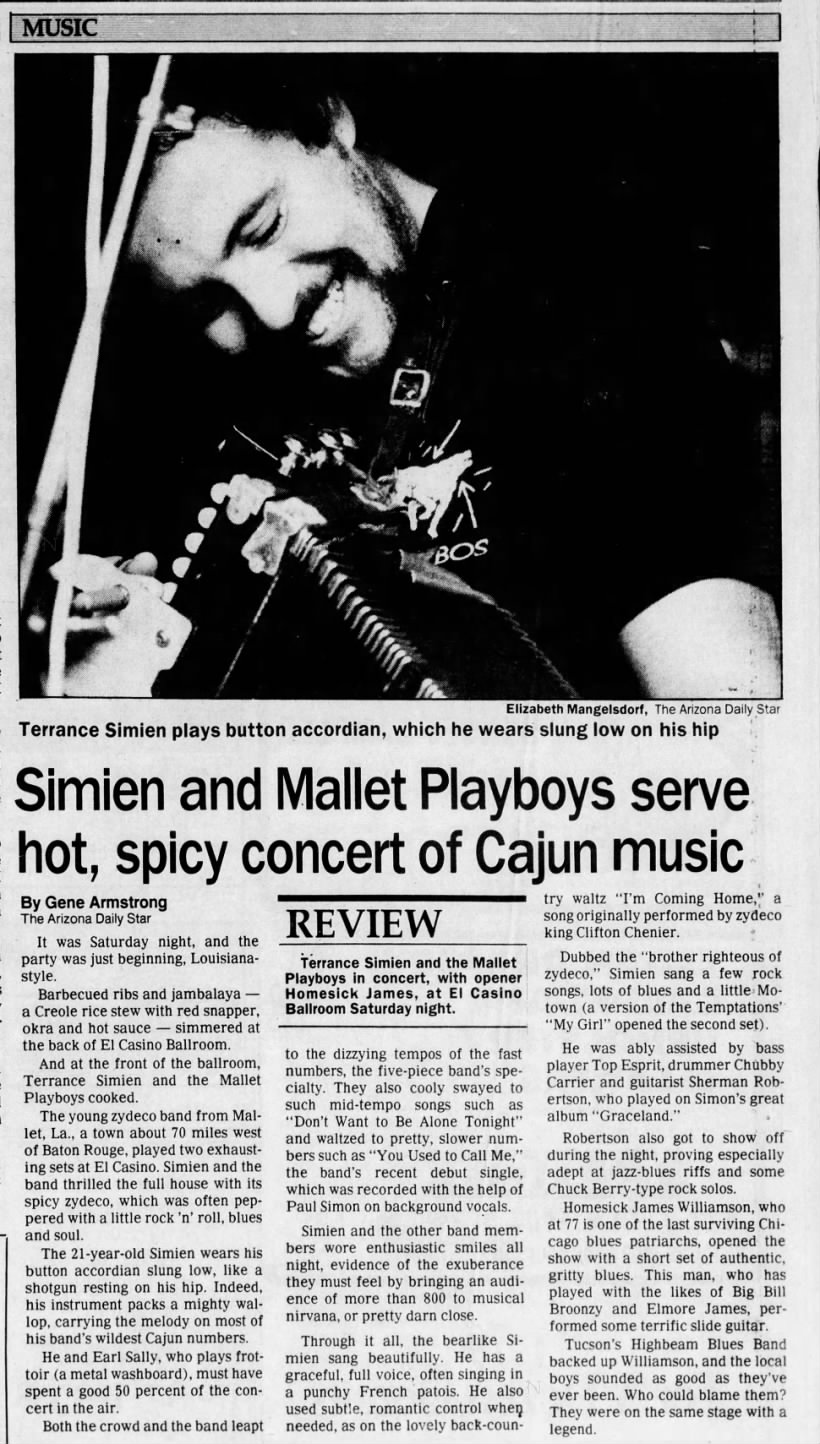 Terrance Simien & Mallet Playboys played at El Casino Ballroom on August 15, 1987