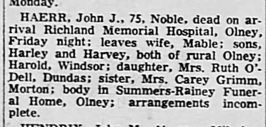 Obituary - John J Haerr