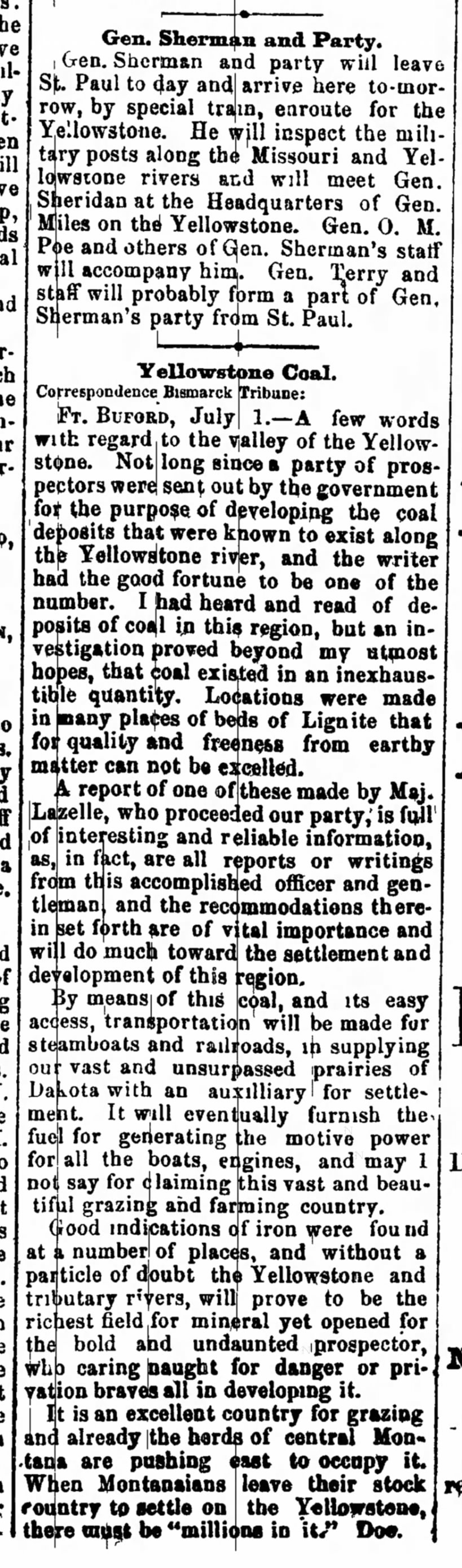 Bismark Tribune, Bismark ND, 6 July 1877