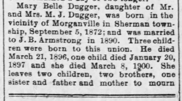 Belle Armstrong obituary - part 1