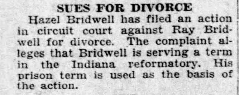 Ray Bridwell is divorced 1930