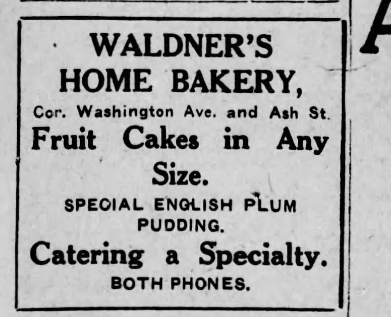Waldner's Home Bakery Ad
12/6/1913 The Tribune Republican
