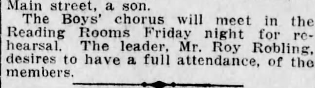 Roy Robling 1916 leader of Boys Chorus - Moosic