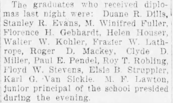 Roy robling HS graduation 1910