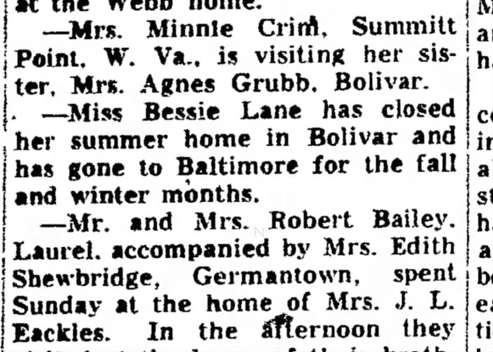 Bessie Lane 1953
