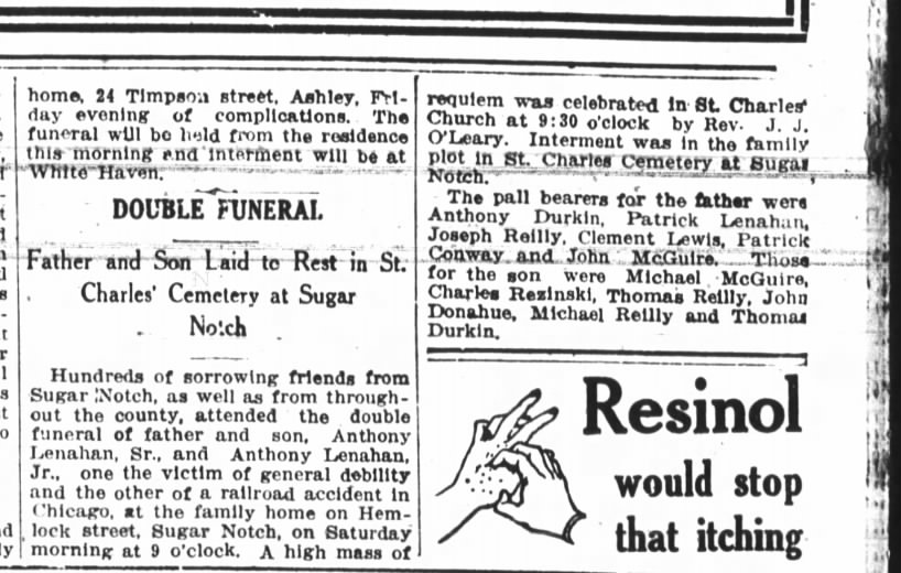 1917 - Lenahan double funeral