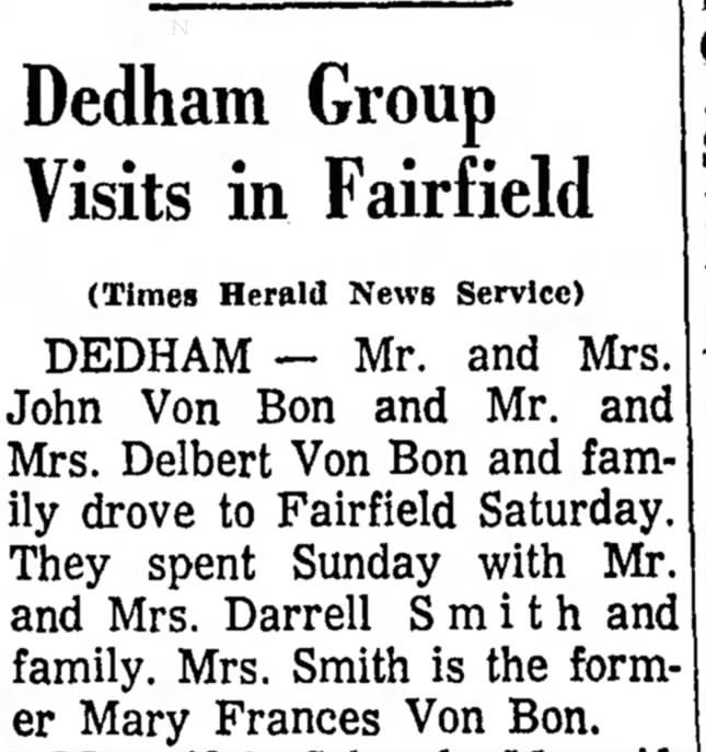 Mary Von Bon 19 May 1967 Dedham Group Visits in Fairfield