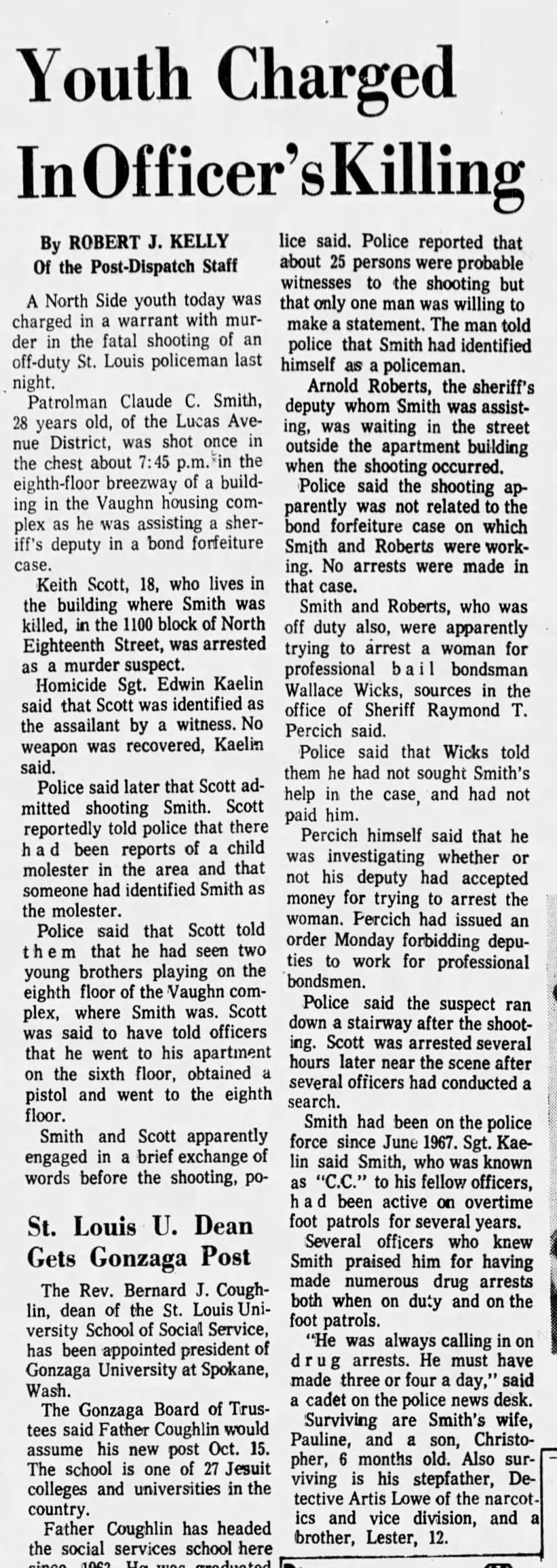 Officer Claude Smith death in the Post-Dispatch