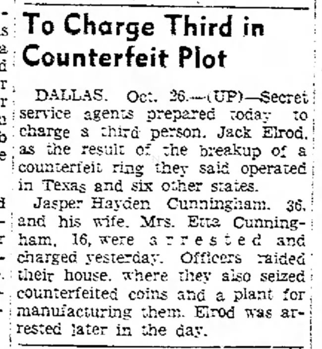 October 26, 1938 Abilene Reporter News (abilene, Texas - To charge Third in COunterfeit Plot