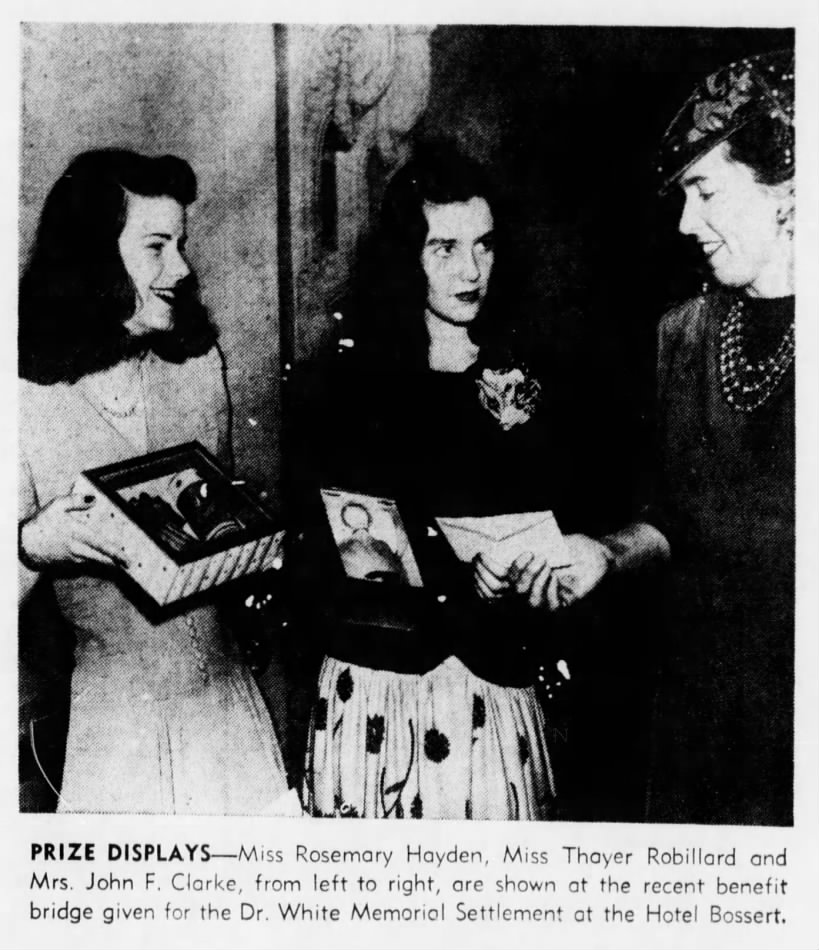Hayden, Rosemary benefit  The Brooklyn Daily Eagle (NY), 19 Apr 1942, p17.