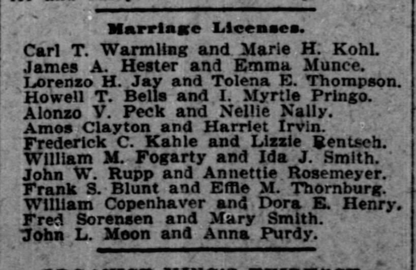 John and Annetta Rupp Marriage License