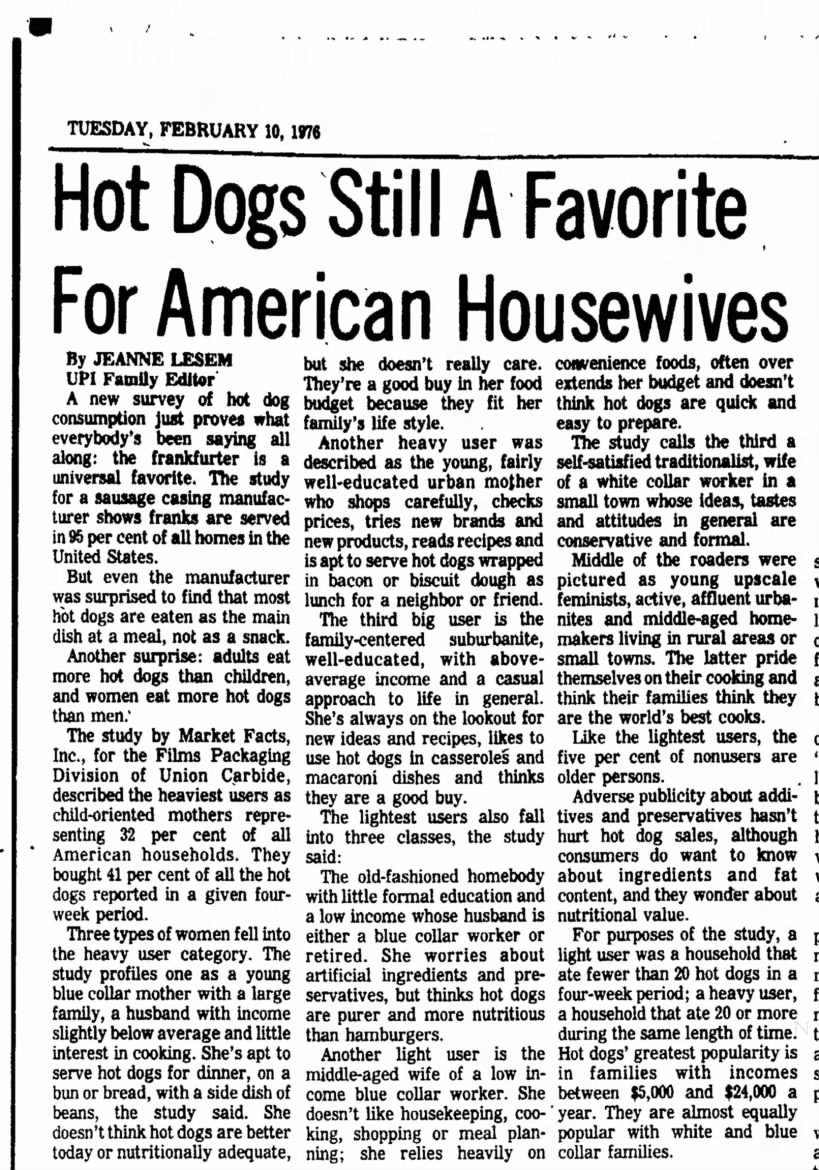 hot dogs for american housewives