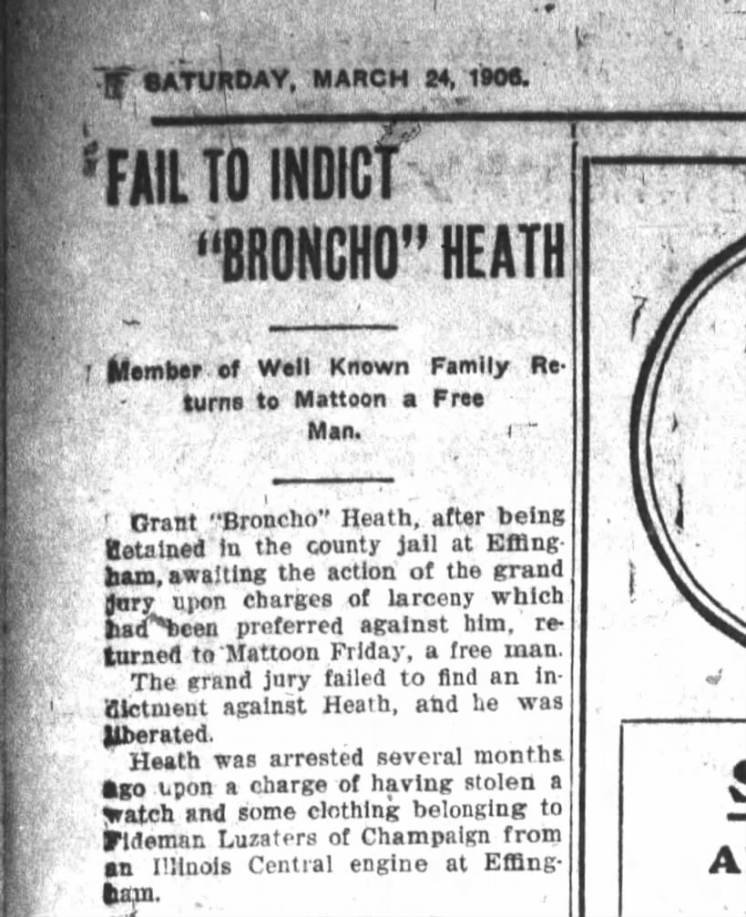 Grant Broncho Heath a free man
24 Mar 1906