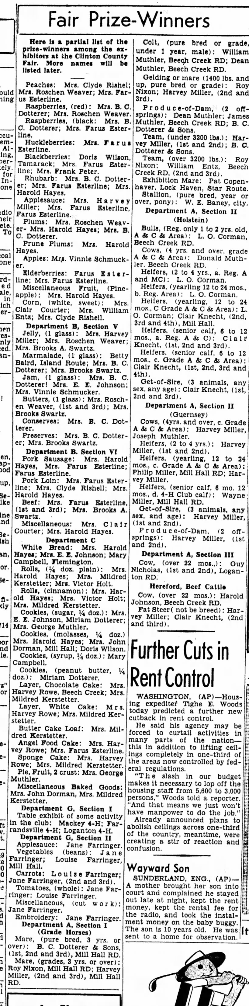 1949 fair winners 19 Aug 1949 LHEx