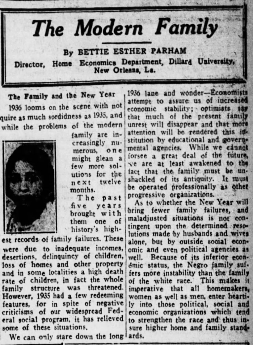 Bettie E. Parham — The Modern Family: New Year (1936)