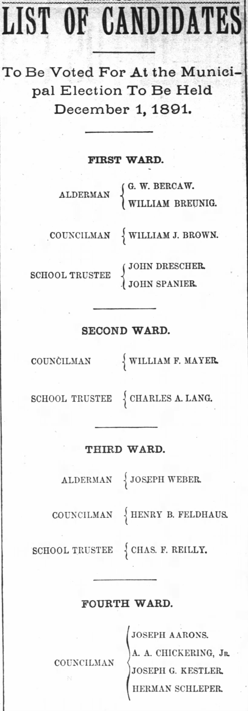 Candidate, 30 Nov. 1891