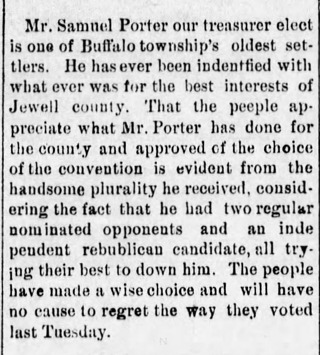Samuel Porter Treasurer Elect