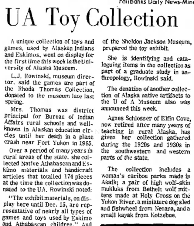 Agnes, Museum donation, 8 Dec 1967