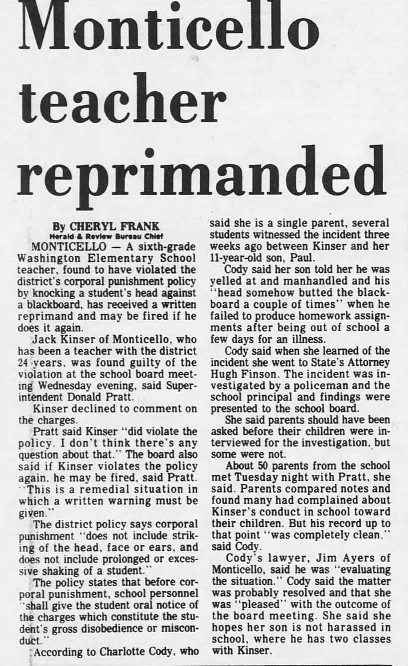 Oct 17, 1986 Herald and Review  Jack Kinser