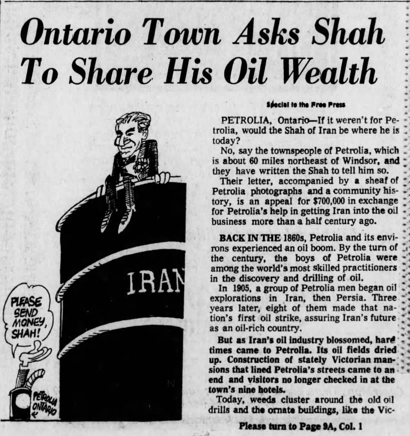 Petrolia Asks Shah to Share Wealth