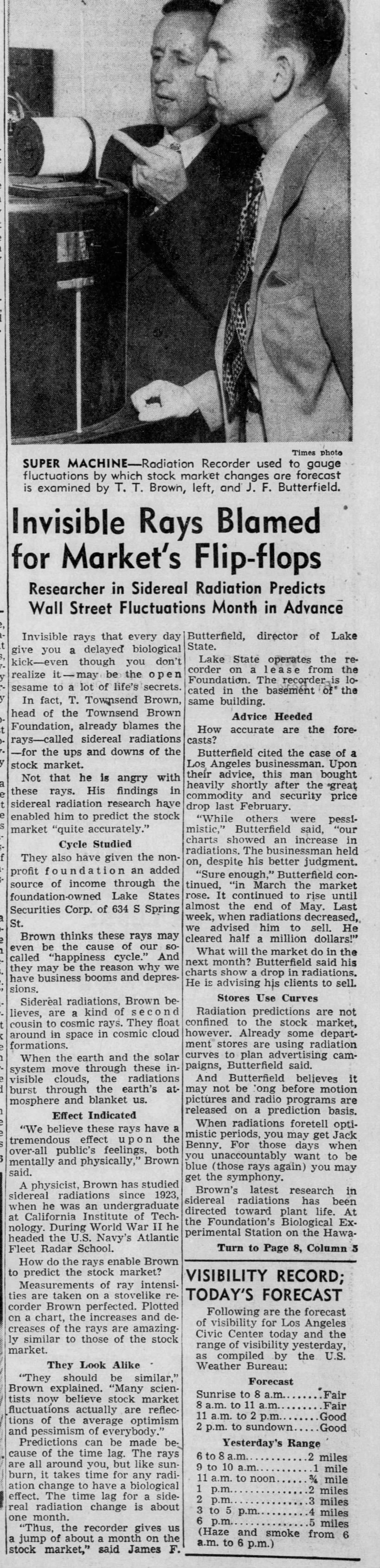 Brown Radiation stock market predictor P. 1 Jul 1948