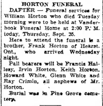 William Horton funeral