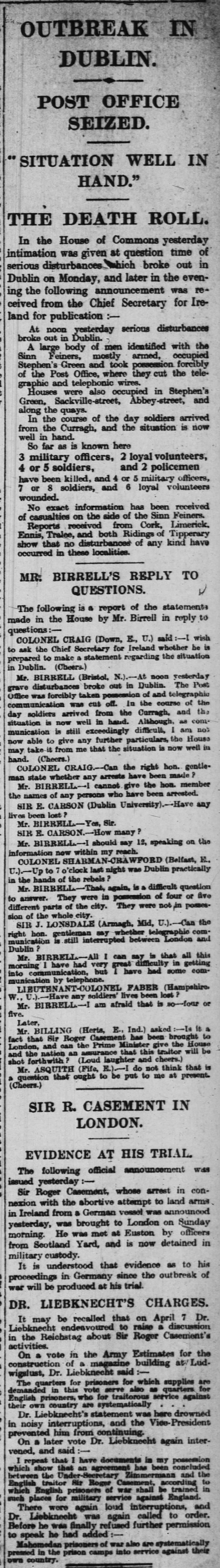 Irish Rising 1 London Times 1916