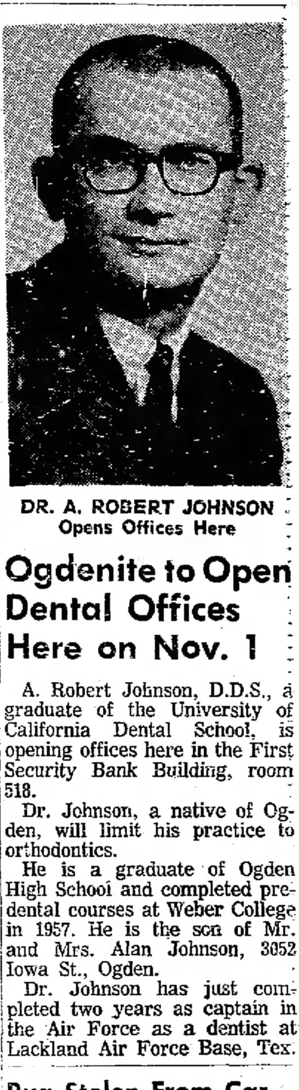 Robert Johnson opens Dental Office