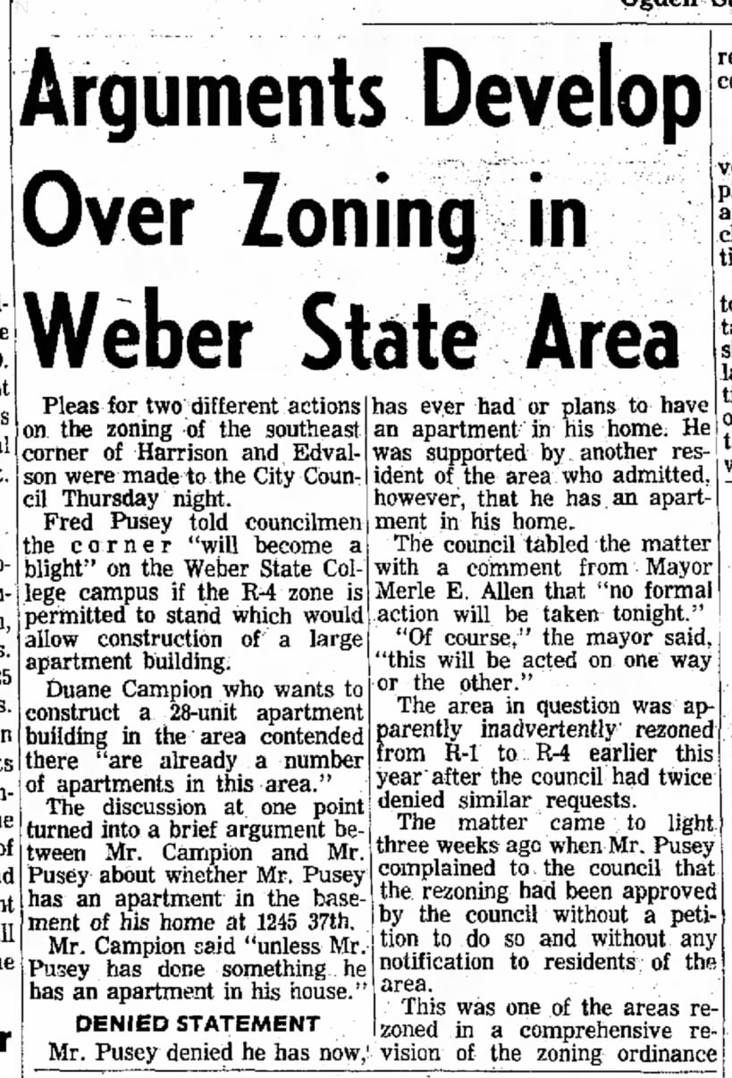 Fred Pusey Zoning Meeting 6 Aug 1965