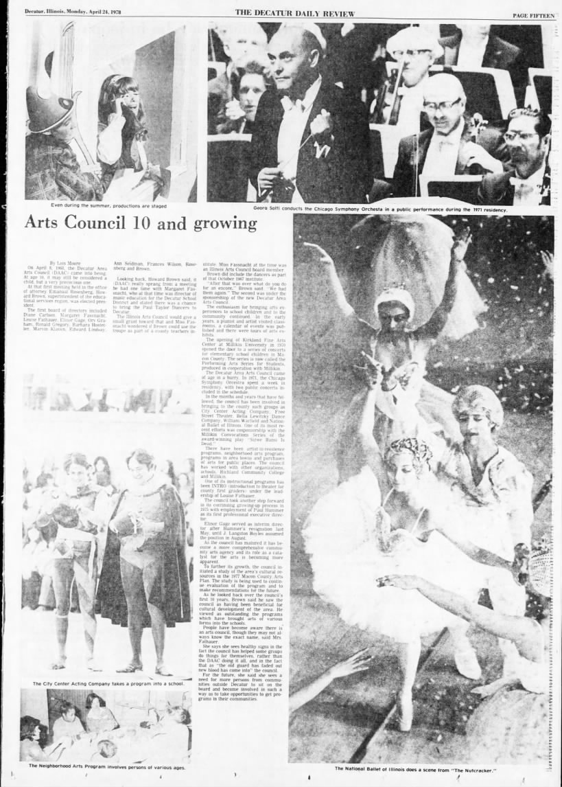 Arts Council 10 and growing: On April 8, 1968, the Decatur Area Arts Council (DAAC)
