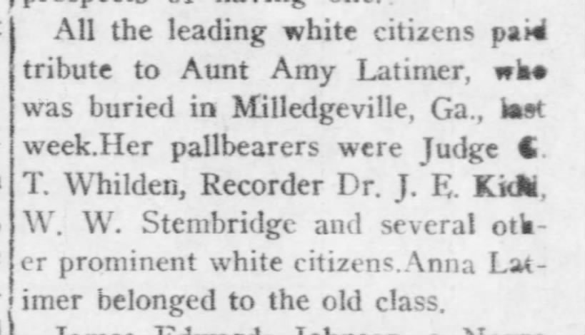 Amy Latimer, Wash Bee News, Wash DC, 29 JAN 1910.