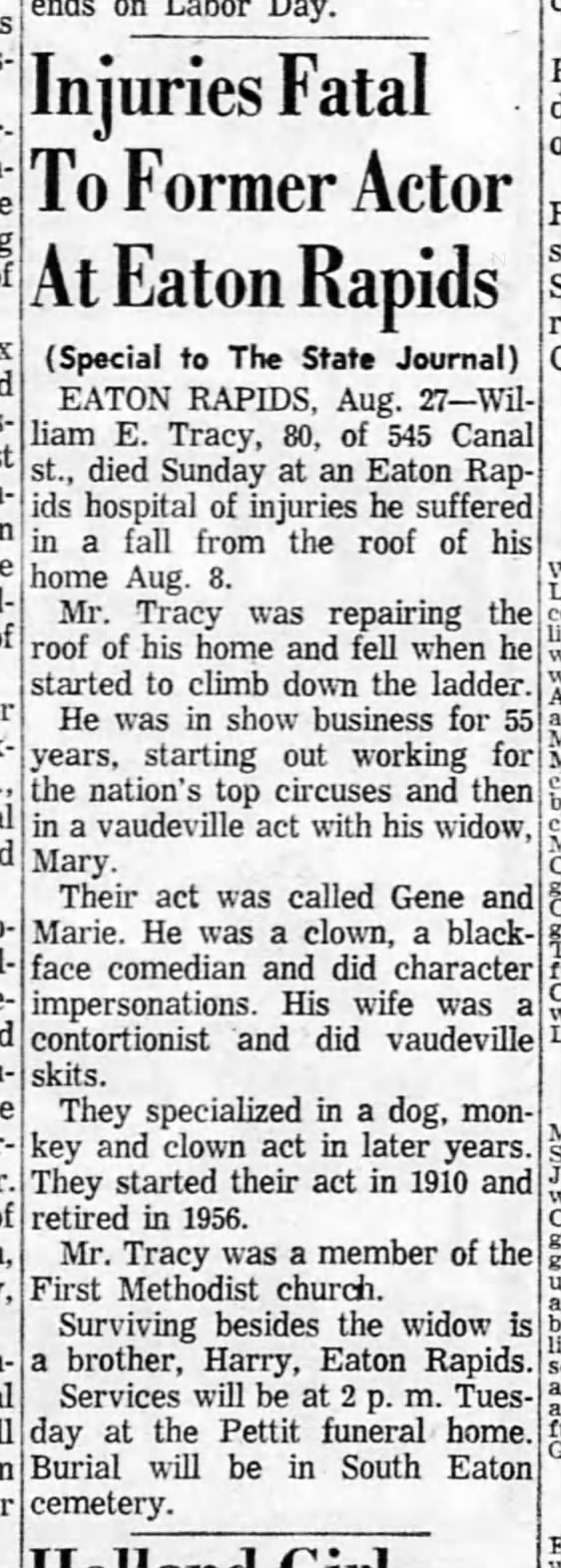 Death-Tracy,  William Eugene LSJ 27 Aug 1962 Mon pg12
