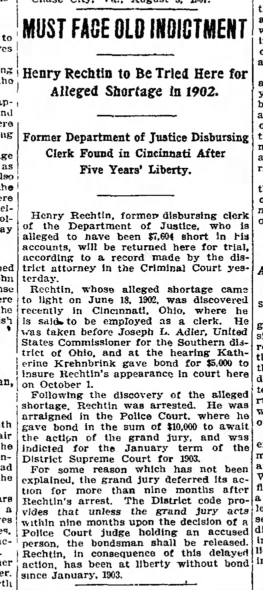 Henry Rechtin Bail Posted